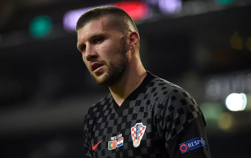 Croatia's forward Ante Rebic reacts during the UEFA Nations League A group 3 football match between Portugal and Croatia at the Dragao Stadium in Porto on September 5, 2020. (Photo by MIGUEL RIOPA / AFP)