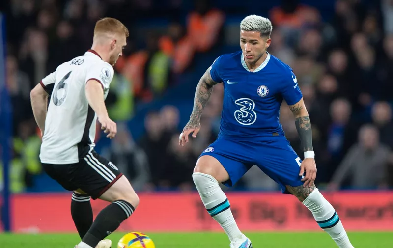 Enzo Fernandez of Chelsea during the Premier League match between Chelsea and Fulham at Stamford Bridge, London, England on 3 February 2023. PUBLICATIONxNOTxINxUK Copyright: xSalvioxCalabresex 35510004