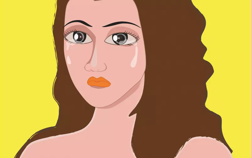 Conceptual illustration of  woman  with tears running down its cheeks conceptual of loss, Image: 216029939, License: Royalty-free, Restrictions: , Model Release: no, Credit line: Profimedia, Stock Budget