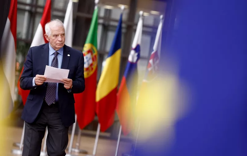 High Representative of the European Union for Foreign Affairs and Security Policy Josep Borrell arrives for a European Council Summit, at the EU headquarters in Brussels, on June 29, 2023. EU leaders will the EU's continued support to Ukraine, as well as the economy, security and defence, migration and external relations over the two-day summit. (Photo by KENZO TRIBOUILLARD / AFP)
