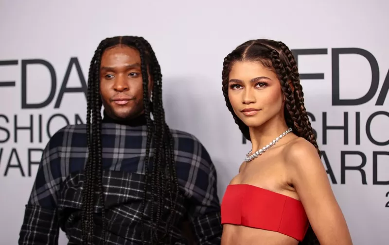 NEW YORK, NEW YORK - NOVEMBER 10: Law Roach and Zendaya attend the 2021 CFDA Fashion Awards at The Grill Room on November 10, 2021 in New York City.   Dimitrios Kambouris/Getty Images/AFP (Photo by Dimitrios Kambouris / GETTY IMAGES NORTH AMERICA / Getty Images via AFP)