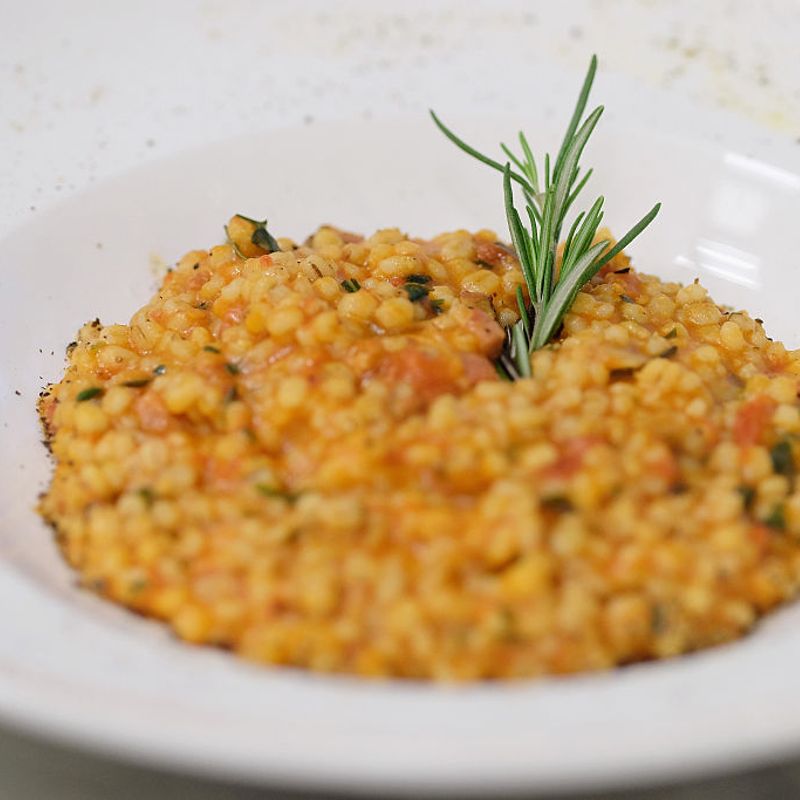 NEW YORK, NY - APRIL 17:  View of Orzotto all'Amatriciana finished dish during Chef Cesare Casella's Perfect Pastas class at The 8th Annual New York Culinary Experience Presented By New York Magazine And The International Culinary Center - Day 2 at New York Culinary Experience on April 17, 2016 in New York City.  (Photo by Neilson Barnard/Getty Images for the New York Culinary Experience )