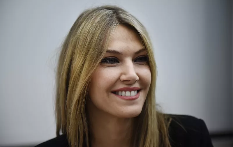 March 18, 2019 - Thessaloniki, Greece - Eva Kaili during a political event in Thessaloniki. Eva Kaili is a member of the European Parliament, representing the Panhellenic Socialist Movement (PASOK), and a former television news presenter.,Image: 420467493, License: Rights-managed, Restrictions: , Model Release: no