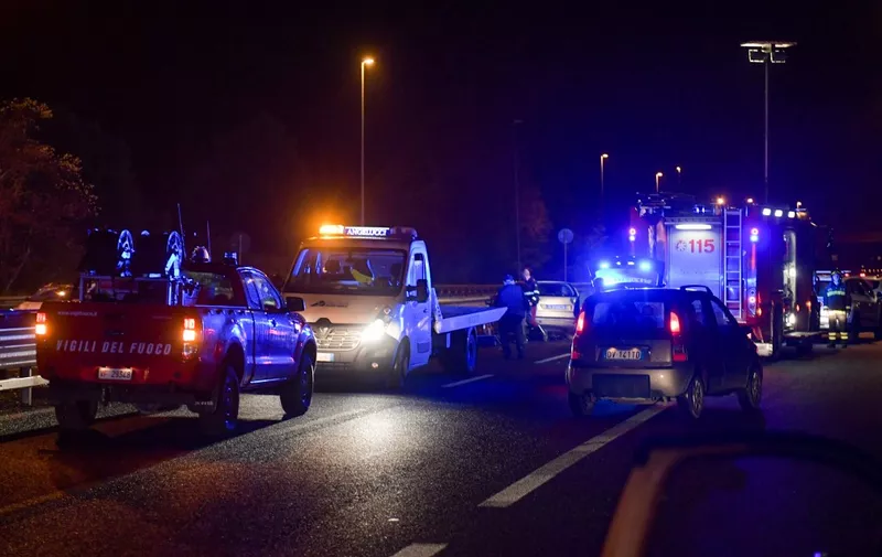 The police intervened during an accident caused by a lorry that had lost its wheelbase, on the highway connecting Rieti with the city of L'Aquila. In Rieti, on 16 November 2022 
 (Photo by Riccardo Fabi/NurPhoto) (Photo by Riccardo Fabi / NurPhoto / NurPhoto via AFP)