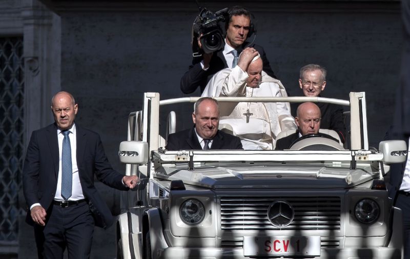 Pope Francis during his weekly general audience in St. Peter's square at the Vatican
Pope Francis' weekly general audience, St. Peter's Square, Vatican City, Vatican - 07 Jun 2023,Image: 781951033, License: Rights-managed, Restrictions: Editorial use only, Model Release: no