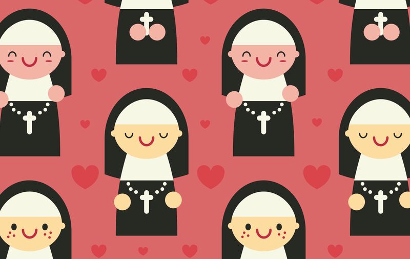 A seamles pattern of nuns