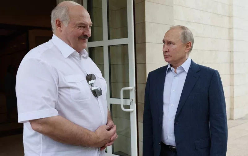 Russian President Vladimir Putin meets with his Belarus' counterpart Alexander Lukashenko in Sochi on June 9, 2023. (Photo by Gavriil GRIGOROV / SPUTNIK / AFP)