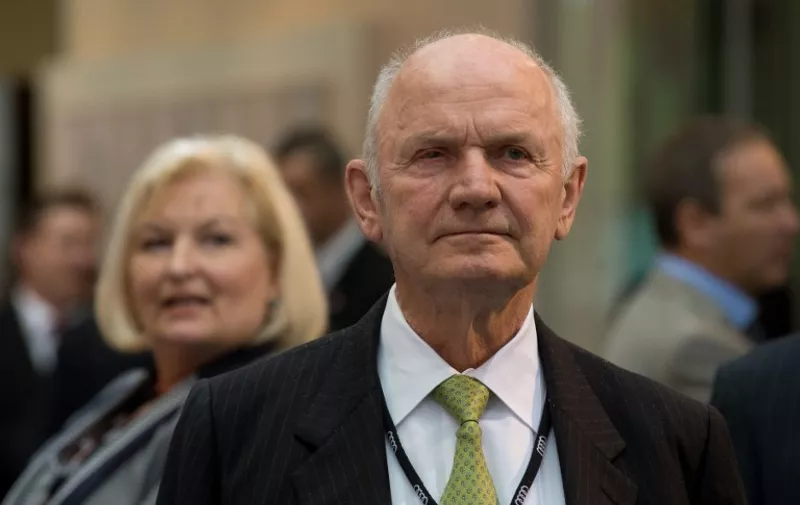 A picture taken on May 16, 2013 shows Volkswagen group supervisory board chairman Ferdinand Piech and his wife and member of the supervisory board, Ursula Piech prior to the start of the annual general meeting of Audi in Ingolstadt, southern Germany. Piech has resigned with immediate effect, the German auto giant announced on April 25, 2015. Piech gave up all his positions in the group with immediate effect, along with his wife Ursula Piech. AFP PHOTO / DPA / MARIJAN MURAT +++ GERMANY OUT