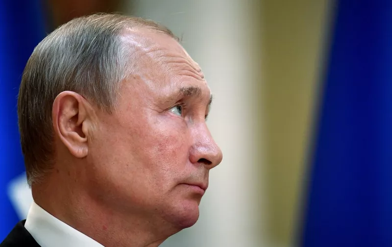 President of Russia Vladimir Putin during a joint press conference in the Presidential Palace in Helsinki
Russian President Vladimir Putin visits Helsinki, Finland - 21 Aug 2019,Image: 466684078, License: Rights-managed, Restrictions: , Model Release: no