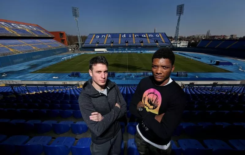 18.02.2015., Zagreb - Angelo Henriquez i Junior Fernandes igraci GNK Dinama na stadionu Maksimir. 
Photo: /PIXSELL