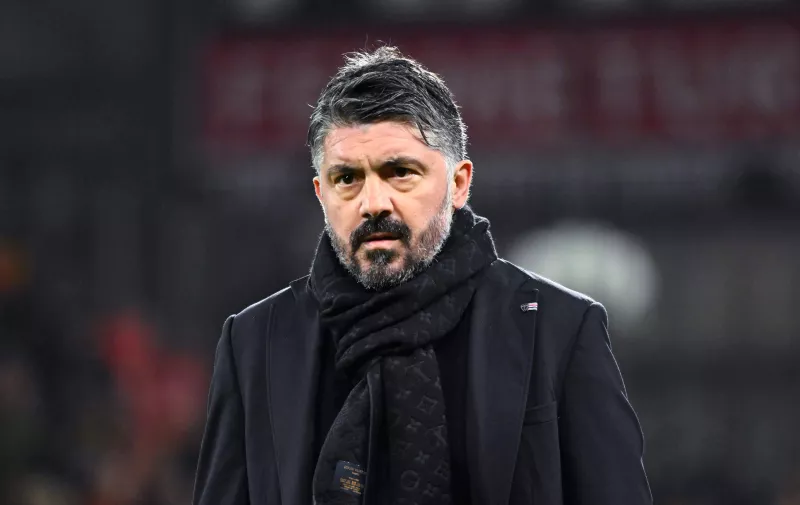 Gennaro GATTUSO  coach Olympique Marseille  during the Ligue 1 match between Stade Brestois 29 and Olympique de Marseille at Stade Francis Le Ble on february 18, 2024 in Brest, France.  Photo by federico pestellini / panoramic  - FOOTBALL : Brest vs Marseille - Ligue 1 - 18/02/2024 FedericoPestellini/Panoramic PUBLICATIONxNOTxINxFRAxBEL