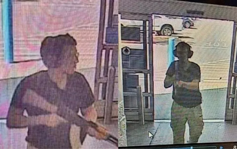 This CCTV image obtained by KTSM 9 news channel shows the gunman identified as Patrick Crusius, 21 years old, as he enters the Cielo Vista Walmart store in El Paso on august 3, 2019. - A gunman armed with an assault rifle opened fire on shoppers at a packed Walmart store, reportedly killing at least 15 people in the latest mass shooting in the United States. Although the exact scale of the tragedy in El Paso, Texas, was not yet known, television networks put the numbers of dead at between 15 and 20 while medics reported treating dozens of victims. (Photo by Courtesy of KTSM 9 / KTSM 9 news Channel / AFP) / RESTRICTED TO EDITORIAL USE - MANDATORY CREDIT "AFP PHOTO / Courtesy of KTSM 9 News Channel" - NO MARKETING - NO ADVERTISING CAMPAIGNS - DISTRIBUTED AS A SERVICE TO CLIENTS