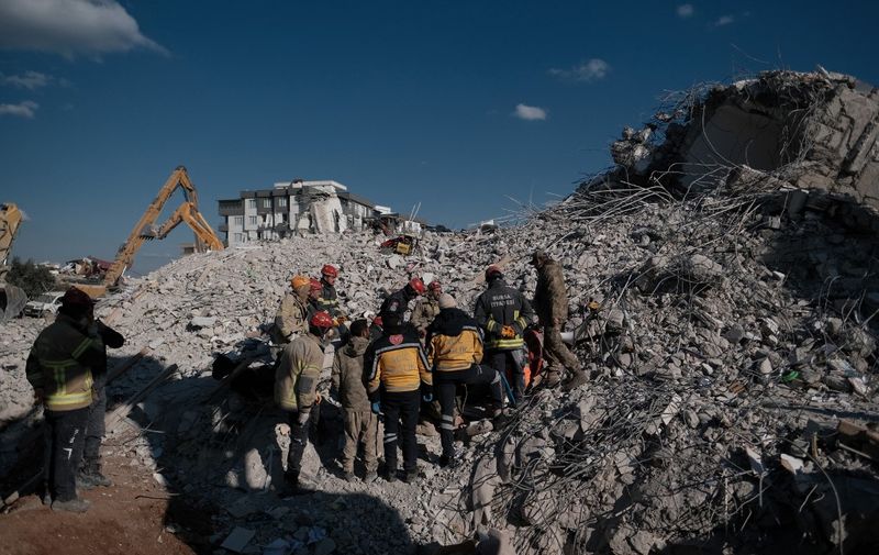 The rescue operations have continued at collapsed buildings in Nurda??, Gaziantep, southernmost Turkey on February 11, 2023. The devastating earthquake occurred in southern Turkey and Syria on February 6th and more than 24,000 people are known to have died following the massive earthquake.( The Yomiuri Shimbun ) (Photo by Hiroto Sekiguchi / Yomiuri / The Yomiuri Shimbun via AFP)