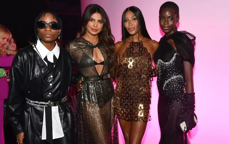 NEW YORK, NEW YORK - SEPTEMBER 06: (L-R) Wavy the Creator, Priyanka Chopra, Naomi Campbell and Eniola Olanrewaju attend as Victoria's Secret Celebrates The Tour '23 at The Manhattan Center on September 06, 2023 in New York City.   Noam Galai/Getty Images for Victoria's Secret/AFP (Photo by Noam Galai / GETTY IMAGES NORTH AMERICA / Getty Images via AFP)