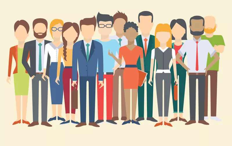 Set of business people, collection of diverse characters in flat cartoon style, vector illustration