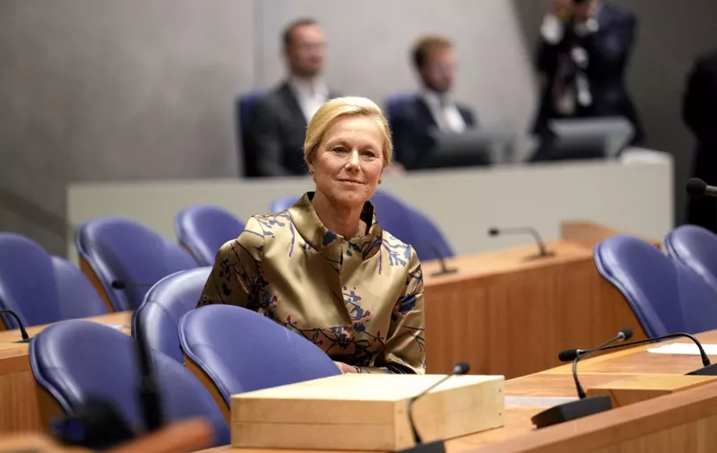 (FILES) Sigrid Kaag, outgoing Minister of Finance, looks on in the House of Representatives in The Hague on September 19, 2023. The United Nations named an outgoing Dutch minister its humanitarian coordinator for Gaza on December 26, 2023 following last week's watered-down Security Council resolution which called for aid to be delivered to the strip "at scale." Kaag's appointment comes as the people of Gaza face a dire humanitarian emergency, with aid slowed to a trickle by Israel's continued bombardment of the densely populated coastal strip. (Photo by Phil Nijhuis / ANP / AFP) / Netherlands OUT