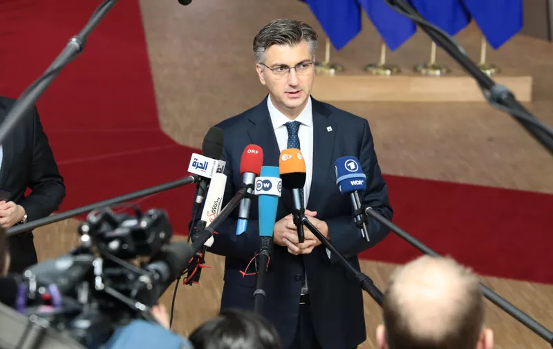 BRUSSELS, BELGIUM - DECEMBER 14: Andrej Plenkovic, Prime Minister of Croatia speaks at the European Council during the two day EU summit on December 14, 2018 in Brussels, Belgium. Mrs May returns to the EU summit where she will continue to secure greater assurances on the temporary nature of the Irish Backstop, in turn hoping to persuade MPs to vote her Brexit Deal through Parliament in the coming weeks. (Photo by Dan Kitwood/Getty Images)