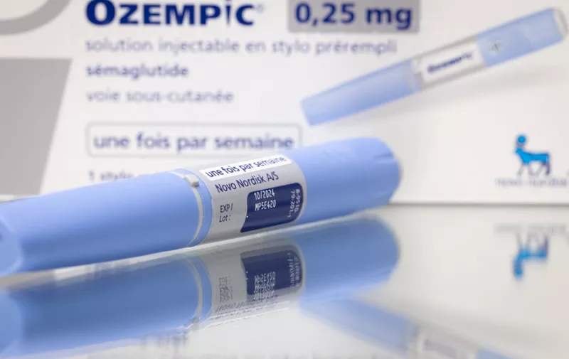 This photograph taken on February 23, 2023, in Paris, shows the anti-diabetic medication "Ozempic" (semaglutide) made by Danish pharmaceutical company "Novo Nordisk". On TikTok, the hashtag "#Ozempic" has reached more than 500 million views: this anti-diabetic medication is trending on the social network for its' slimming properties, a phenomenon that is causing supply shortages and worrying doctors. (Photo by JOEL SAGET / AFP)