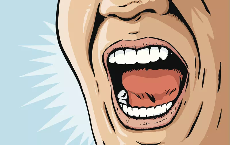 Illustration of a mouth yelling