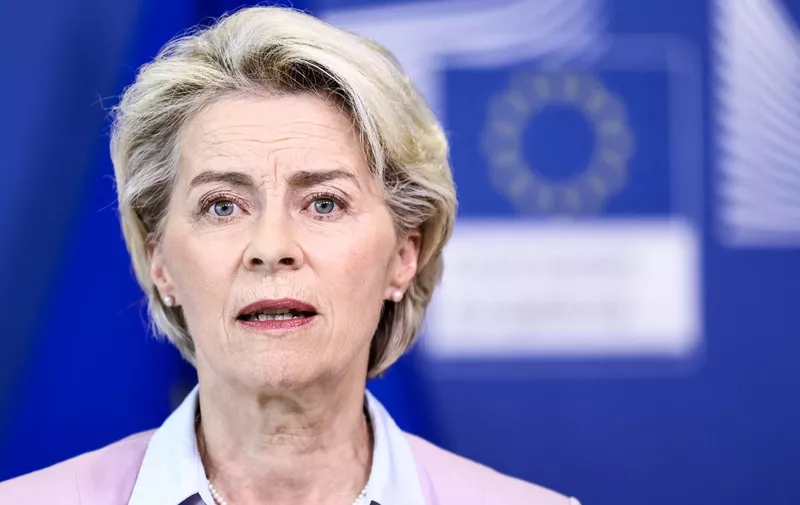 President of the European Commission Ursula von der Leyen gives a press conference on energy at EU headquarters in Brussels, on September 07, 2022. (Photo by Kenzo TRIBOUILLARD / AFP)