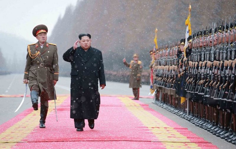 This undated picture released from North Korea's official Korean Central News Agency (KCNA) on January 10, 2016 shows North Korean leader Kim Jong-Un (2nd L) inspecting the Ministry of the People's Armed Forces in Pyongyang.      REPUBLIC OF KOREA OUT     AFP PHOTO / KCNA via KNS   
 THIS PICTURE WAS MADE AVAILABLE BY A THIRD PARTY. AFP CAN NOT INDEPENDENTLY VERIFY THE AUTHENTICITY, LOCATION, DATE AND CONTENT OF THIS IMAGE. THIS PHOTO IS DISTRIBUTED EXACTLY AS RECEIVED BY AFP.     ---EDITORS NOTE--- RESTRICTED TO EDITORIAL USE - MANDATORY CREDIT "AFP PHOTO/KCNA VIA KNS" - NO MARKETING NO ADVERTISING CAMPAIGNS - DISTRIBUTED AS A SERVICE TO CLIENTS / AFP / KCNA / KCNA