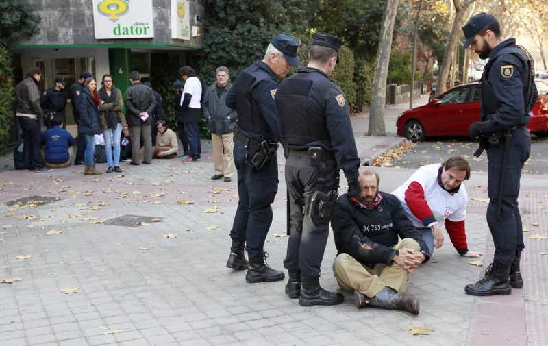 /Police arrest pro-life protesters
Police arrest pro-life protesters, Madrid, Spain - 28 Dec 2015
Madrid´s Provida (PROLIFE) group annual action against Dator Abortion Clinic during "Day of the Holy Innocents" in Madrid,Image: 270125185, License: Rights-managed, Restrictions: , Model Release: no, Credit line: Profimedia