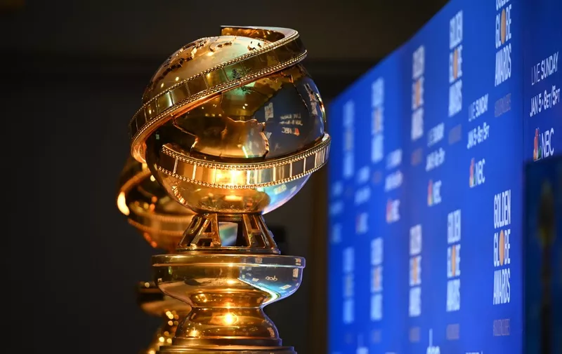 (FILES) In this file photo taken on December 09, 2019 Golden Globe trophies are set by the stage ahead of the 77th Annual Golden Globe Awards nominations announcement at the Beverly Hilton hotel in Beverly Hills. - The unveiling of the Golden Globes nominations on February 3, 2021 will jumpstart a Hollywood awards season like no other, with pandemic-related theater closures and blockbuster delays expected to boost smaller, stay-at-home movies like Netflix's "The Trial of the Chicago 7" and "Mank."
The influential Globes are often a bellwether for any given film's success at the Oscars, but all bets are off in a year that has seen glitzy award campaign events scrapped and ceremonies postponed by Covid-19 restrictions. (Photo by Robyn BECK / AFP)