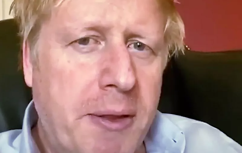 (FILES) In this file photo taken on April 06, 2020 A still image from footage released by 10 Downing Street, the office of the British prime minister, on April 3, 2020 shows Britain's Prime Minister Boris Johnson in 10 Downing Street central London giving an update on his condition after he announced that he had tested positive for the new coronavirus on March 27, 2020. - British Prime Minister Boris Johnson spent the night in intensive care after being admitted with a deteriorating case of coronavirus, prompting serious concerns on April 7, 2020 about his health and the government's response to a still-escalating outbreak. (Photo by - / 10 Downing Street / AFP) / RESTRICTED TO EDITORIAL USE - MANDATORY CREDIT "AFP PHOTO / 10 DOWNING STREET " - NO MARKETING - NO ADVERTISING CAMPAIGNS - DISTRIBUTED AS A SERVICE TO CLIENTS
