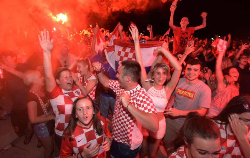 07.07.2018., Zadar - U Na Forumu je organizirano pracenje utakmice Hrvatska - Rusija. Slavlje nakon pobjede. 
Photo: Dino Stanin/PIXSELL