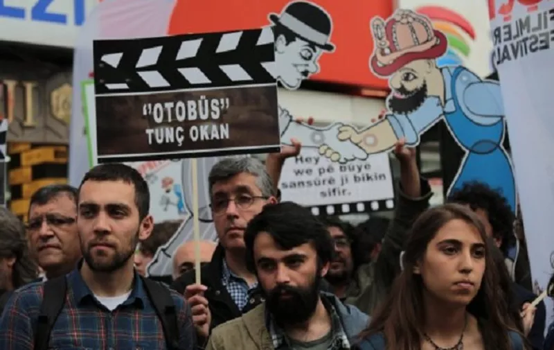 TURKEY, Istanbul: Turkish filmmakers and other members of the movie industry rallied on May 2, 2015 against censorship imposed on their work by the ruling Justice and Development Party. - CITIZENSIDE/EKREM KORAY  BERKIN