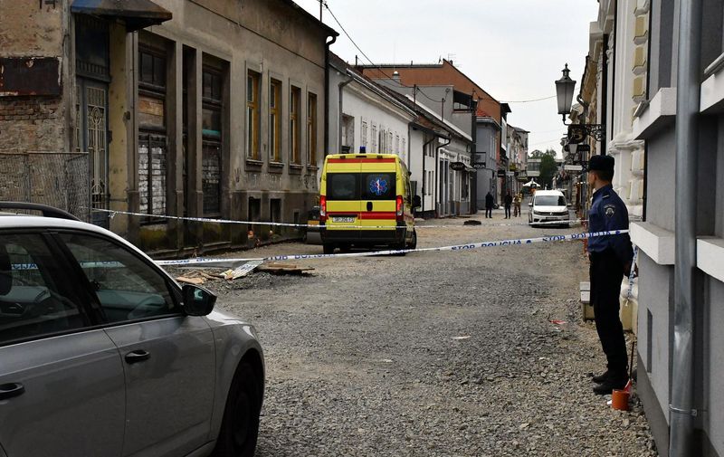 23.04.2024. Slavonski Brod - U centru grada u Starcevicevoj ulici, pronadjeno je tijelo muskarca.  Photo: Ivica Galovic/PIXSELL