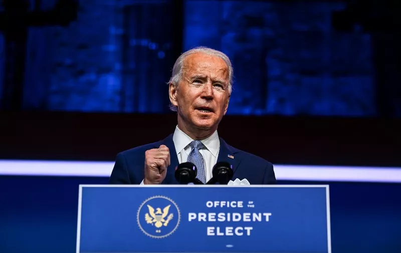 (FILES) In this file photo taken on November 24, 2020 US President-elect Joe Biden speaks during a cabinet announcement event in Wilmington, Delaware. - President-elect Joe Biden's victory in Arizona was finalized November 30, 2020, further cementing his win even as Donald Trump continues to make baseless claims of vote fraud. (Photo by CHANDAN KHANNA / AFP)