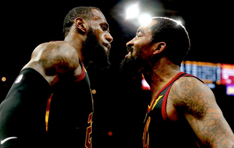 The Cleveland Cavaliers&#8217; LeBron James, left, celebrates a basket and foul with teammate JR Smith in the third quarter against the Indiana Pacers in Game 5 on Wednesday, April 25, 2018, at Quicken Loans Arena in Cleveland. The Cleveland Cavaliers won, 98-95, for a 3-2 lead in the first-round NBA playoff series., Image: 369719624, License: [&hellip;]