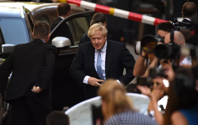 LONDON, ENGLAND - JULY 24: New Prime Minister Boris Johnson arrives to speak to media outside Number 10, Downing Street on July 24, 2019 in London, England.  Boris Johnson, MP for Uxbridge and South Ruislip, was elected leader of the Conservative and Unionist Party yesterday receiving 66 percent of the votes cast by the Party members. He takes the office of Prime Minister this afternoon. (Photo by Chris J Ratcliffe/Getty Images)