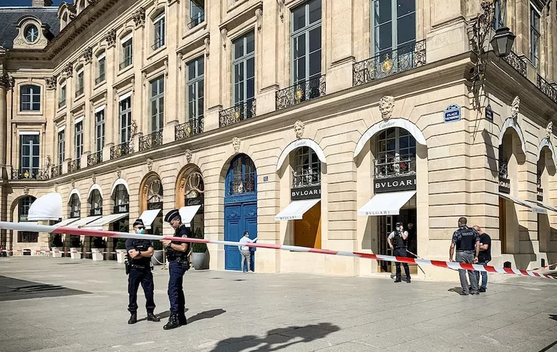 On September 7, 2021, around noon, several armed individuals robbed a jewelry store of the brand &quot;Bulgari&quot; located in Place Vendôme in the center of Paris before fleeing during which a police officer was knocked down and a robber was shot. The police are on guard at the scene while the judicial police investigate inside the store.
Paris: Jewelry Shop Robbery At Place Vendome, France - 07 Sep 2021,Image: 630857580, License: Rights-managed, Restrictions: , Model Release: no, Credit line: Profimedia