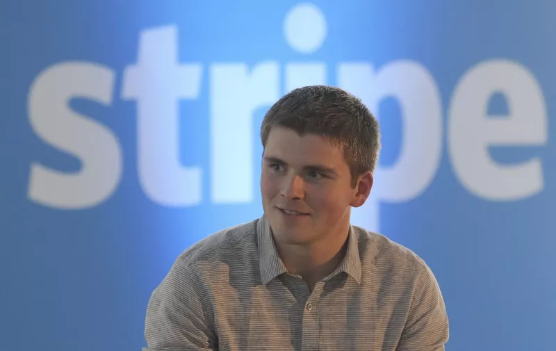 Stripe's co-founder, John Collison, delivers a speech in Paris during the commercial launch of his company in France on June 7, 2016. - Stripe is an online payments company. (Photo by Jacques DEMARTHON / AFP)