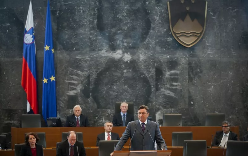 Borut Pahor, Slovenian Prime Minister, speaks to the Slovenian Parliament before a confidence vote for his centre-left minority government on September 20, 2011 in Ljubljana. Slovenia's centre-left minority government fell on Tuesday, after a no confidence vote in parliament paving the way for early elections most likely by the end of the year. A total of 51 lawmakers voted against the government, 36 backed Prime Minister Borut Pahor's minority government, and one abstained from the vote. A total of 88 lawmakers of the 90-seat parliament were present at the session. AFP PHOTO / AFP PHOTO / Jure Makovec