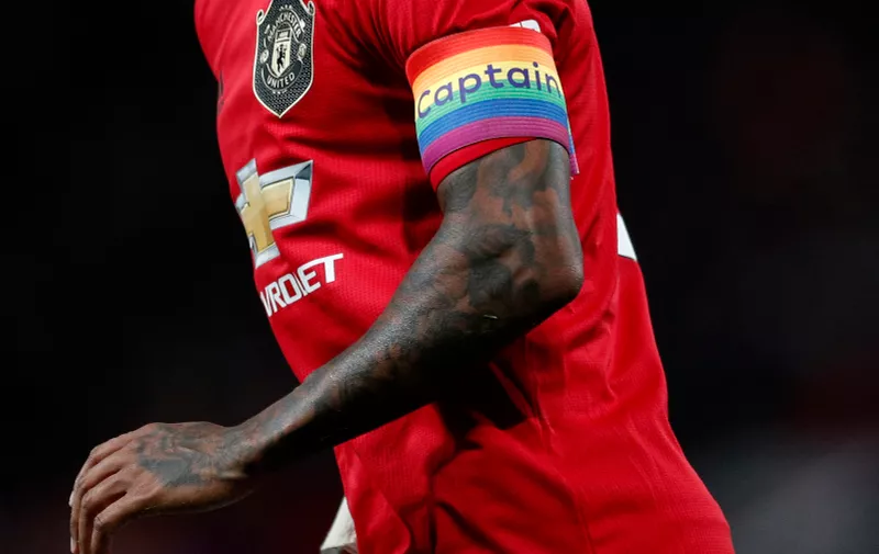 Manchester United, ManU s Ashley Young displays a rainbow coloured captain s armband during the Premier League match at Old Trafford, Manchester. Picture date: 4th December 2019. Picture credit should read: Darren Staples/Sportimage PUBLICATIONxNOTxINxUK SPI-0349-0029