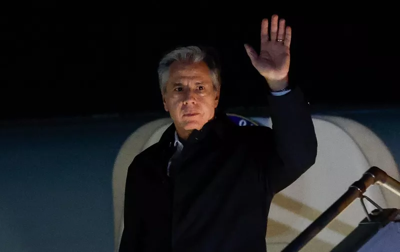 US Secretary of State Antony Blinken arrives in Amman on January 6, 2024, as part of the first leg of a trip that includes visits to both Israel and West Bank. (Photo by EVELYN HOCKSTEIN / POOL / AFP)