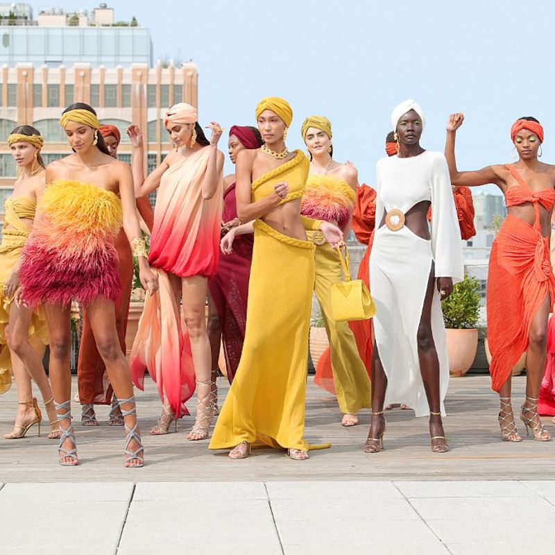 NEW YORK, NEW YORK - SEPTEMBER 15: Models pose for the Bronx &amp; Banco presentation during September 2020 - New York Fashion Week: The Shows at Spring Studios Terrace on September 15, 2020 in New York City.   Arturo Holmes/Getty Images for Bronx &amp; Banco/AFP