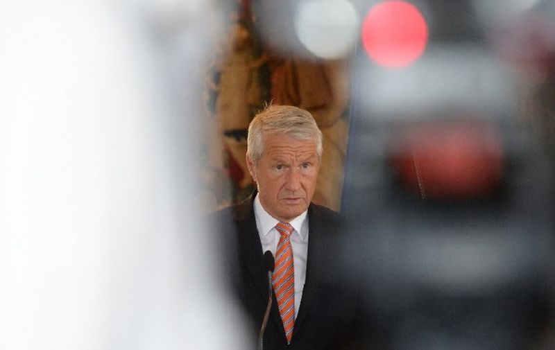 Secretary General of the Council of Europe Thorbjorn Jagland speaks during a press conference with Czech Foreign on June 5, 2015 in Prague . AFP PHOTO / MICHAL CIZEK / AFP PHOTO / MICHAL CIZEK