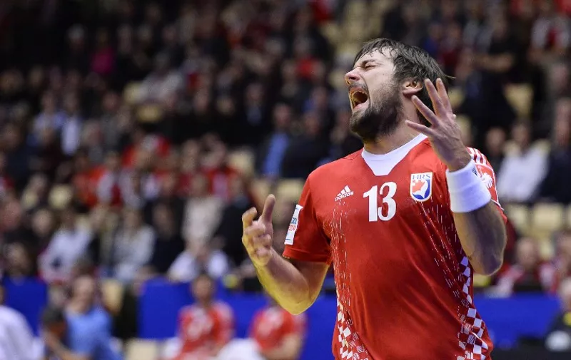 Croatia's right wing Zlatko Horvat reacts during the men's EHF Euro 2014 Handball Championship bronze medal match Croatia vs Spain on January 26, 2014 at the Boxen Arena in Herning, Denmark. AFP PHOTO/JONATHAN NACKSTRAND / AFP / JONATHAN NACKSTRAND