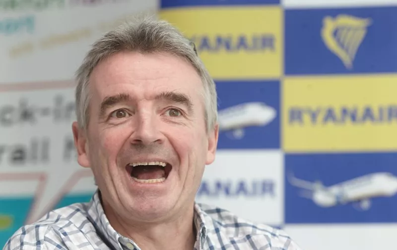 CEO of Irish low-cost airline Ryanair Michael O'Leary addresses a press conference on December 11, 2012 at the airport in Hahn near Frankfurt am Main, western Germany. Ryanair will offer three new destinations from Hahn airport from summer 2013.     AFP PHOTO / THOMAS FREY    GERMANY OUT