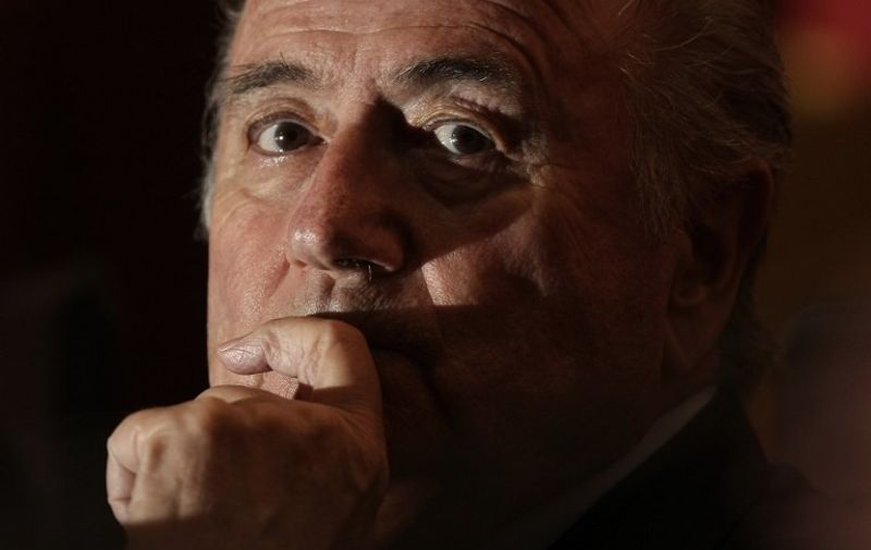 Picture taken on July 16, 2011 shows Sepp Blatter, then president of the FIFA, during a press conference of the 2011 FIFA Women's Football Worl Cup in Frankfurt am Main, western Germany. Sepp Blatter on June 2, 2015 resigned as president of FIFA as a mounting corruption scandal engulfed world football's governing body.     AFP PHOTO / DPA / FREDRIK VON ERICHSEN   +++   GERMANY OUT