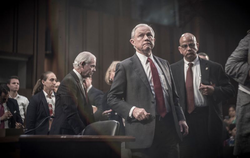 June 13, 2017 Attorney General Jeff Sessions leaves the room after his testimony before the Senate Intelligence Committee about his meetings with President Donald Trump., Image: 337732893, License: Rights-managed, Restrictions: , Model Release: no, Credit line: Profimedia, Redux