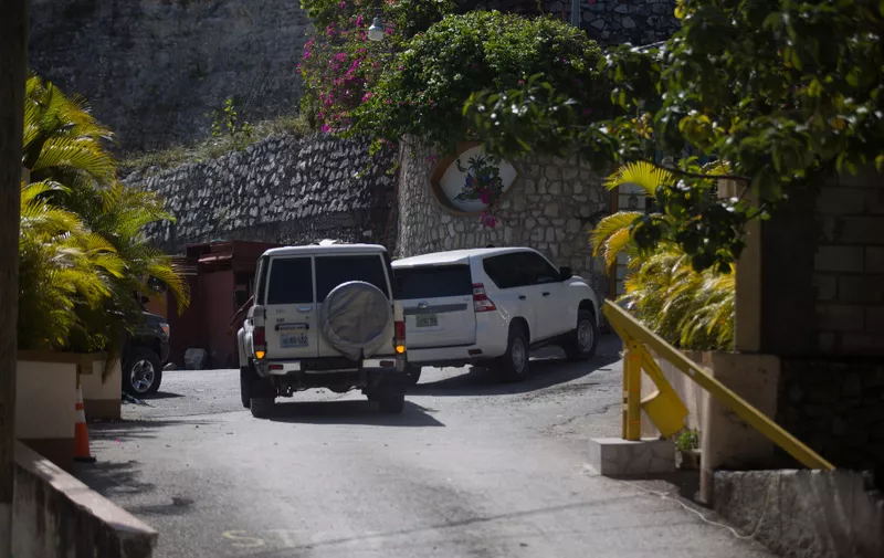(210707) -- PORT-AU-PRINCE, July 7, 2021 (Xinhua) -- Vehicles arrive at Haitian President Jovenel Moise's home in Port-au-Prince, Haiti, on July 7, 2021. Haitian President Jovenel Moise was shot dead at his home, Interim Prime Minister Claude Joseph said in a statement early on Wednesday.,Image: 620267982, License: Rights-managed, Restrictions: , Model Release: no, Credit line: Profimedia