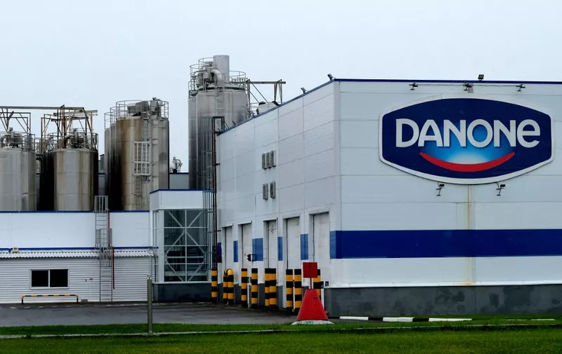 (FILES) This general view shows French Dairy firm Danone's Russian plant near Chekhov, outside Moscow on July 22, 2017. Russia took control of shares belonging to French agribusiness Danone and brewer Carlsberg, according to a decree published on July 16, 2023. The decree signed by President Vladimir Putin says the Russian state would "temporarily" manage shares belonging to Danone Russia and to Baltika, which is owned by Carlsberg. (Photo by Yuri KADOBNOV / AFP)