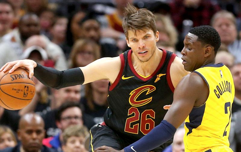 Cleveland Cavaliers guard Kyle Korver is defended by Indiana Pacers guard Darren Collison in the first quarter of Game 7 during the Eastern Conference First Round series on Sunday, April 29, 2018 at Quicken Loans Arena in Cleveland, Ohio. The Cavs won the game, 105-101., Image: 370132022, License: Rights-managed, Restrictions: *** World Rights *** US [&hellip;]