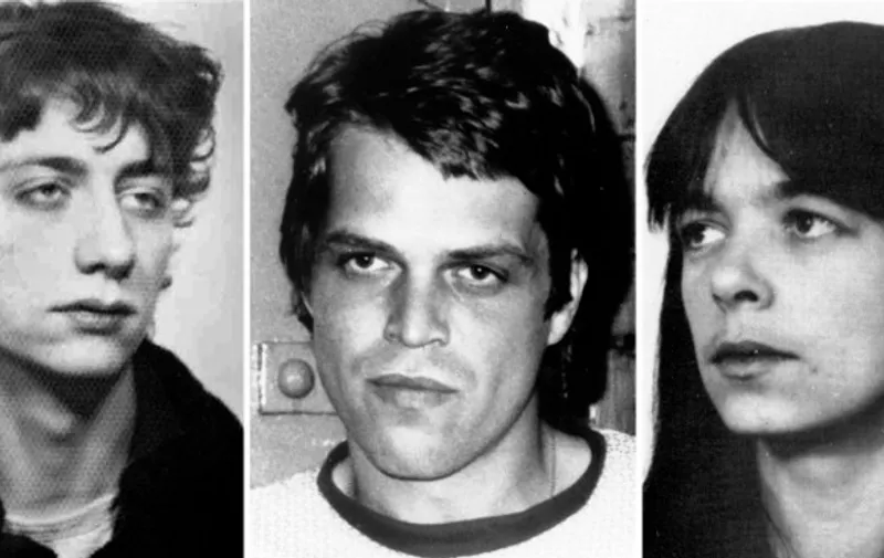 FILE - This undated handout of the  Federal Criminal Police Office (BKA) shows the wanted ex-RAF terrorists Burkhard Garweg (L), Ernst-Volker Wilhelm Staub (C) and Daniela Klette (R). 
Three German former far-left terrorists on the run are believed to be behind an attempted robbery of a money transporter using automatic weapons, media reported on January 19, 2016. / AFP / DPA / BKA /  - Germany OUT / RESTRICTED TO EDITORIAL USE - MANDATORY CREDIT "AFP PHOTO / DPA/ BKA  - NO MARKETING NO ADVERTISING CAMPAIGNS - DISTRIBUTED AS A SERVICE TO CLIENTS