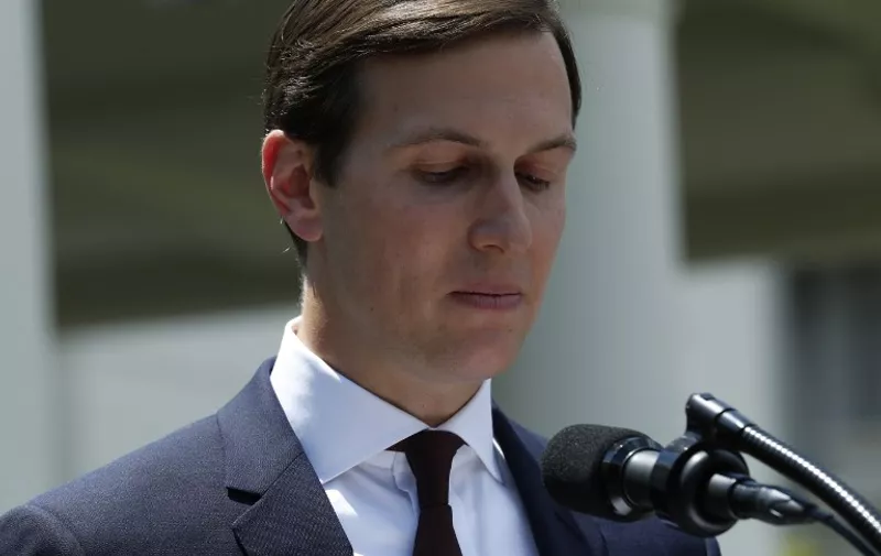 Senior Advisor to the President Jared Kushner makes a statement from at the White House after being interviewed by the Senate Intelligence Committee in Washington on July 24, 2017. / AFP PHOTO / YURI GRIPAS